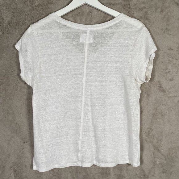 Sigrid Olsen 100% Linen T Shirt White V Neck Short Sleeve Basic Tee - Picture 5 of 9